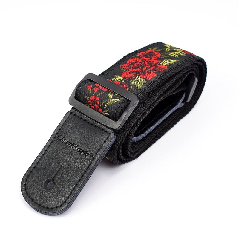 CLOUDMUSIC Tenor Concert Soprano Baritone Ukulele Strap Coloful Hawaii Floral Jacquard For Adult Size And Kids(Red Roses) - Image 3